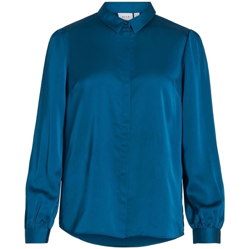Oblečenie Žena Blúzky Vila Noos Ellette Satin Shirt - Moroccan Blue Modrá