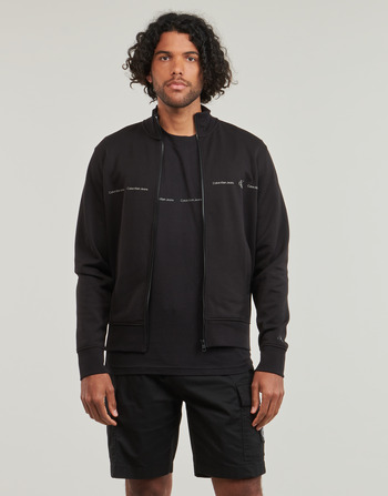 Oblečenie Muž Mikiny Calvin Klein Jeans LOGO REPEAT ZIP THROUGH Čierna