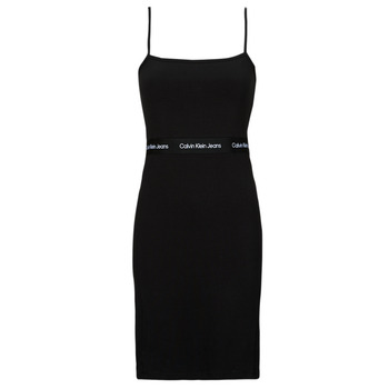 Oblečenie Žena Krátke šaty Calvin Klein Jeans LOGO ELASTIC STRAPPY DRESS Čierna