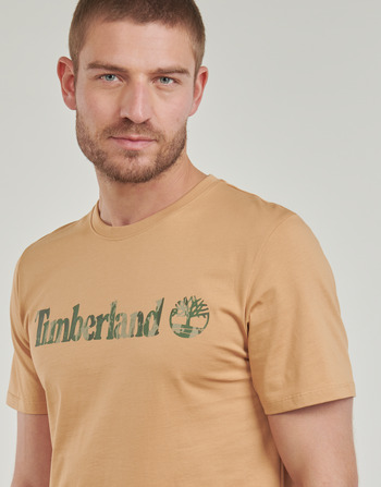 Timberland Camo Linear Logo Short Sleeve Tee Béžová