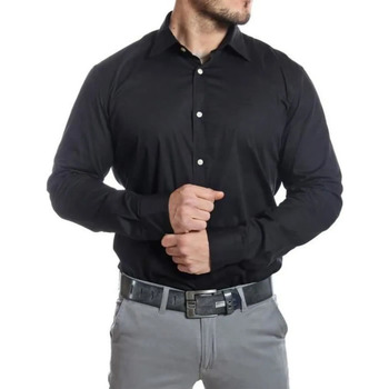 Oblečenie Muž Košele s dlhým rukávom BOSS  Čierna