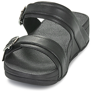 FitFlop Lulu Adjustable Leather Slides Čierna