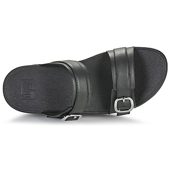 FitFlop Lulu Adjustable Leather Slides Čierna