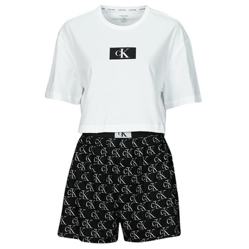 Oblečenie Žena Pyžamá a nočné košele Calvin Klein Jeans S/S SHORT SET Čierna / Biela