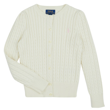 Oblečenie Dievča Cardigany Polo Ralph Lauren MINI CABLE-TOPS-SWEATER Biela / Biela