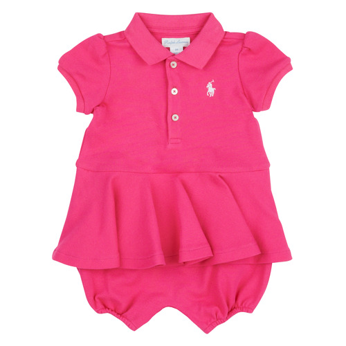 Oblečenie Dievča Krátke šaty Polo Ralph Lauren SS PEPLUM BU-ONE PIECE-SHORTALL Ružová
