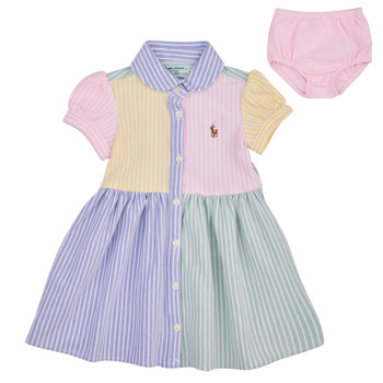 Oblečenie Dievča Krátke šaty Polo Ralph Lauren COLOR BLK DR-DRESSES-DAY DRESS Viacfarebná / Svetlá zelená pastelová / Viacfarebná