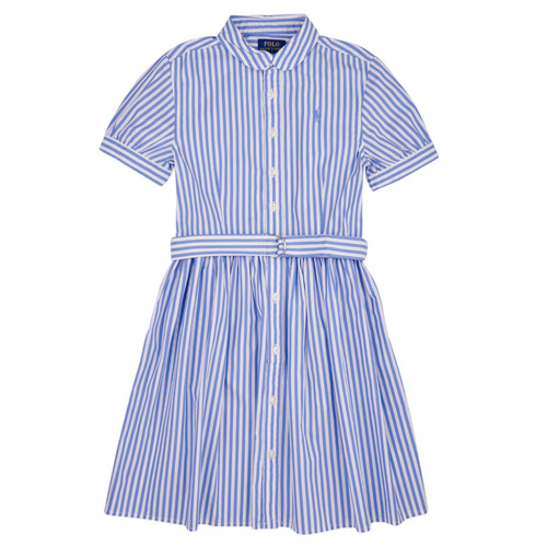 Oblečenie Dievča Krátke šaty Polo Ralph Lauren FAHARLIDRSS-DRESSES-DAY DRESS Modrá / Biela