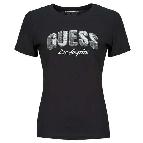 Oblečenie Žena Tričká s krátkym rukávom Guess SEQUINS LOGO TEE Čierna