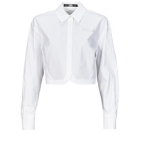 Oblečenie Žena Košele a blúzky Karl Lagerfeld crop poplin shirt Biela