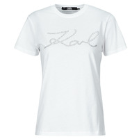 Oblečenie Žena Tričká s krátkym rukávom Karl Lagerfeld rhinestone logo t-shirt Biela