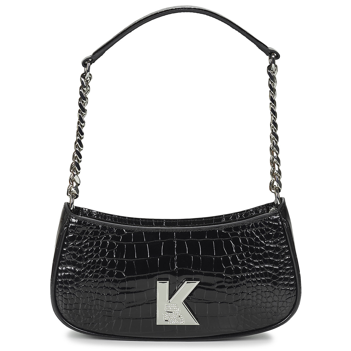 Tašky Žena Tašky cez rameno Karl Lagerfeld K/KAMEO SHOULDERBAG CROC Čierna