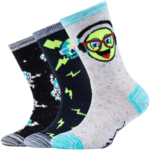 Spodná bielizeň Chlapec Športové ponožky Skechers 3PPK Boys Casual Space and Smileys Socks Viacfarebná