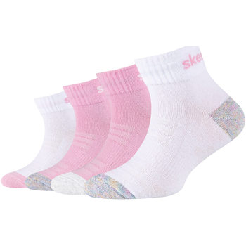 Spodná bielizeň Dievča Športové ponožky Skechers 4PPK Girls Mesh Ventilation Quarter Socks Ružová