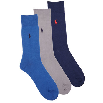 Doplnky Ponožky Polo Ralph Lauren 84023PK-MERC 3PK-CREW SOCK-3 PACK Námornícka modrá / Šedá / Modrá