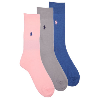 Doplnky Ponožky Polo Ralph Lauren 84023PK-MERC 3PK-CREW SOCK-3 PACK Námornícka modrá / Šedá / Ružová