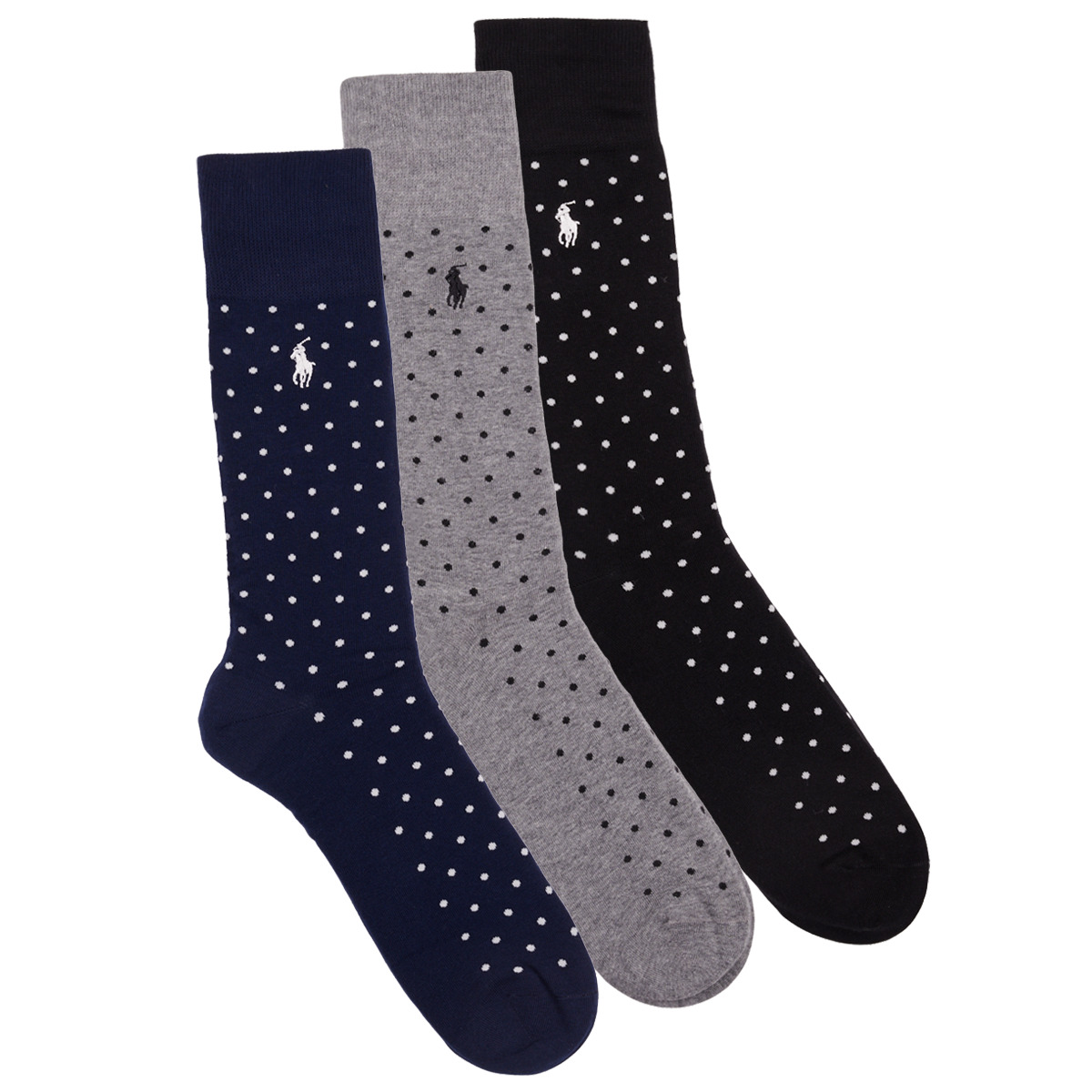 Doplnky Ponožky Polo Ralph Lauren 86255PK-3PK DOT-CREW SOCK-3 PACK Čierna / Šedá / Námornícka modrá