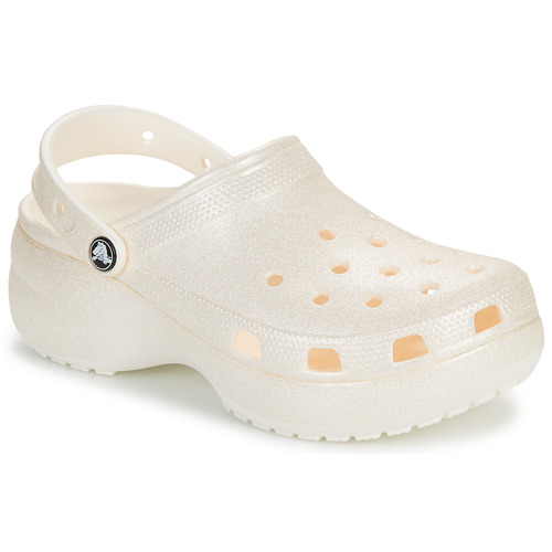 Topánky Žena Nazuvky Crocs Classic Platform Glitter ClogW Béžová / Trblietkavá