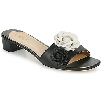Topánky Žena Šľapky Lauren Ralph Lauren FAY FLOWER-SANDALS-FLAT SANDAL Čierna / Biela