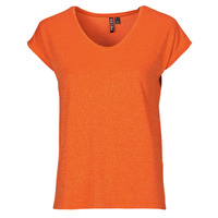 Oblečenie Žena Tričká s krátkym rukávom Pieces PCBILLO TEE LUREX STRIPES Oranžová
