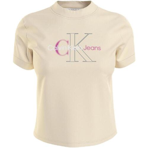 Oblečenie Žena Tričká s krátkym rukávom Calvin Klein Jeans  Béžová