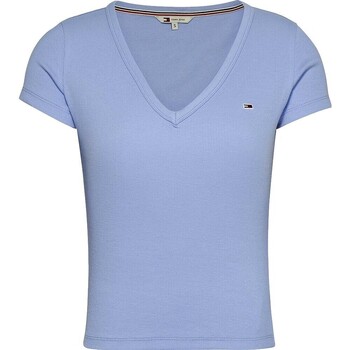 Oblečenie Žena Tričká s krátkym rukávom Tommy Jeans CAMISETA AJUSTADA ESSENTIAL MUJER   DW0DW17385 Modrá