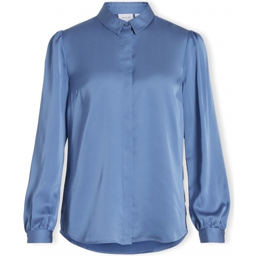 Oblečenie Žena Blúzky Vila Noos Shirt Ellette Satin - Coronet Blue Modrá