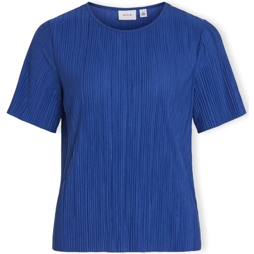 Oblečenie Žena Blúzky Vila Noos Top Plisa S/S - True blue Modrá