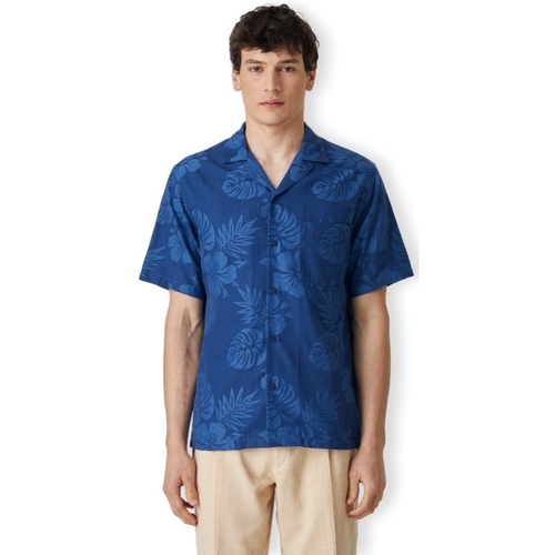Oblečenie Muž Košele s dlhým rukávom Portuguese Flannel Island Jaquard Flowers Shirt - Blue Modrá