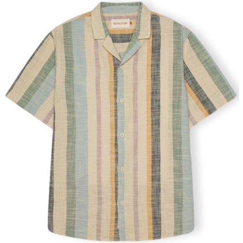 Oblečenie Muž Košele s dlhým rukávom Revolution Cuban Shirt S/S 3918 - Dustgreen Viacfarebná