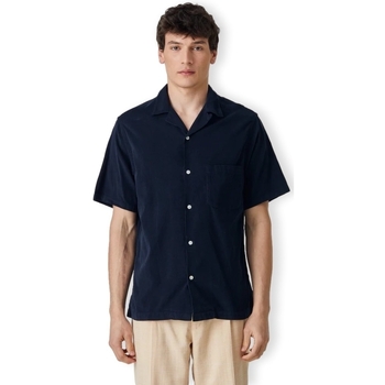 Portuguese Flannel Cord Camp Collar Shirt - Navy Modrá