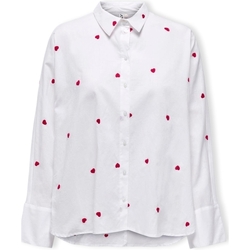 Oblečenie Žena Blúzky Only New Lina Grace Shirt L/S - Bright White/Heart Biela