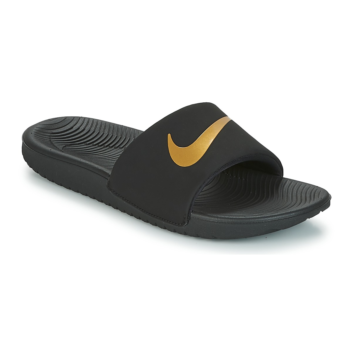 Topánky Deti športové šľapky Nike KAWA GROUNDSCHOOL SLIDE Čierna / Zlatá
