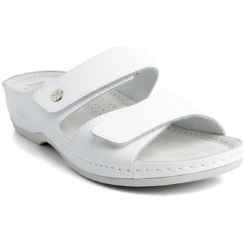 Topánky Žena Sandále Batz Dámske kožené biele šľapky FC06 biela